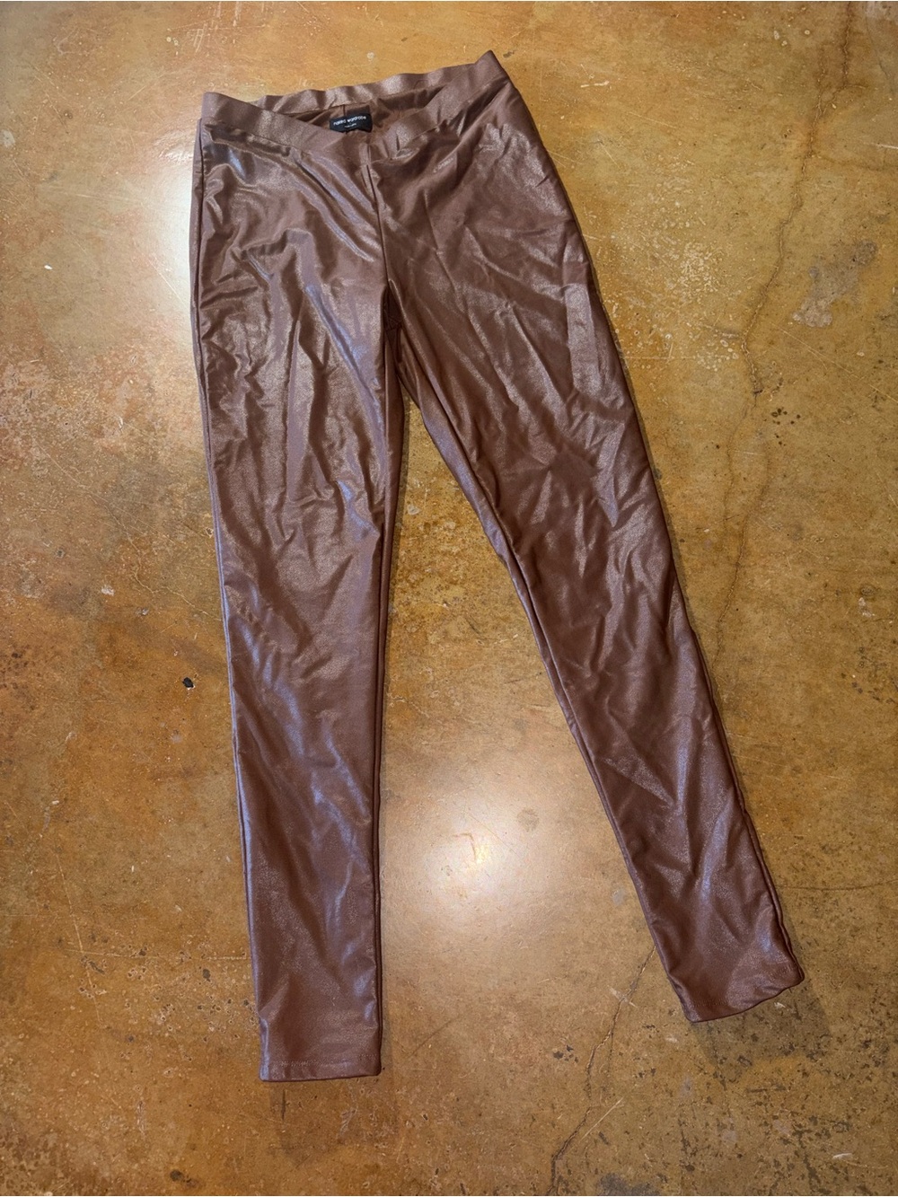 naked wardrobe Brown Faux Leather Skinny Jeans